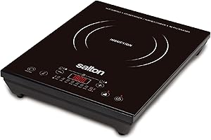Salton Portable Induction Cooktop Cool Touch LED Display Cooker with 8 Temperature Settings for Precise Control, Energy Effic
