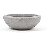ARBORA 21" Santorini Bowl Polyresin Indoor and Outdoor Planter with Stone Blend Concrete Gray Finish - Durable, Weatherproof, Lightweight, Large Plant Pot for Patio, Garden, Deck, Entryway