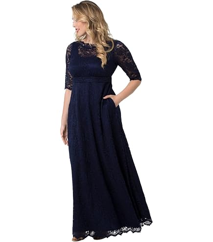 kiyonna maxi dress Meadow Dream | Women's Long Wrap Dress for Wedding Guest, Cocktail, Wear to Work Sundress flowy a Size:9/12mos __variant:medindie-dress-navy-pre-order Two Piece A-Line Chiffon