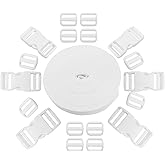 HARSKIYER 1 Inch Buckles and Straps Set, 11 Yards Nylon Webbing, 6 Pcs Quick Side Release Buckles with 12 Pcs Tri-Glide Sliders, Heavy Duty Dual Adjustable Snap Clips and Strap for Replacement (White)