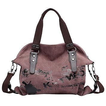 Womens Casual Canvas Shoulder Bags Messenger Bags Vintage Crossbody Bag Tote Bags Handbag (Violet)
