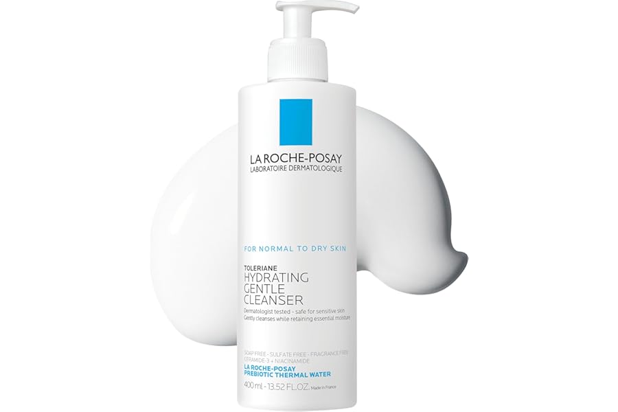 La Roche-Posay Toleriane Hydrating Gentle Face Cleanser, Hydrating Facial Cleanser With Niacinamide + Ceramides, Daily Face Wash For Dry Skin To Normal Skin, Sensitive Skin Tested, Fragrance Free