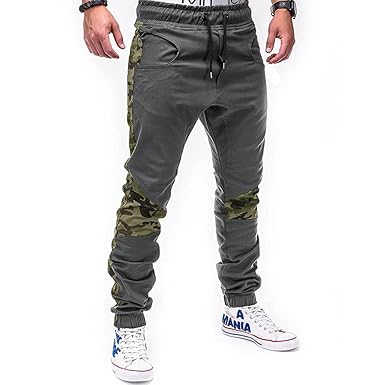 Herren Mode Sport Joint Lasch GüRtel Casual Lose Jogginghose Kordelzug MäNner Tight Beam Fuß Slacks Elastische Taschen Hosen 