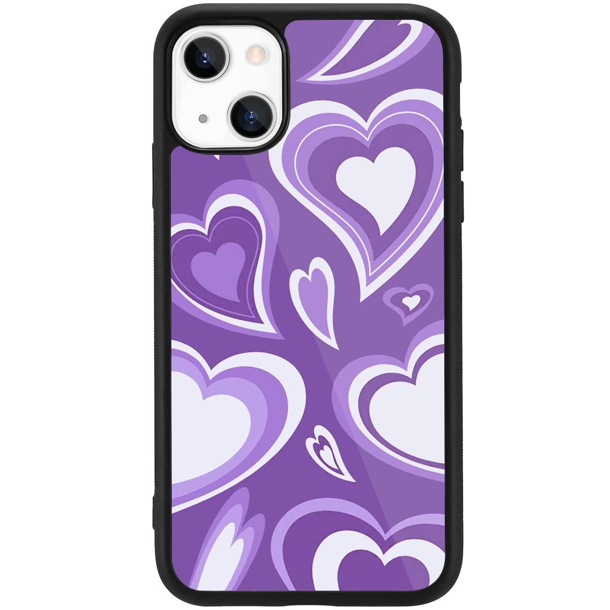 MAYCARI Compatible with iPhone 13 Pro Case for Girls Women Children Cute Purple Love Heart, Girly Aesthetic Pattern with Soft TPU Hard Back Protective Case for iPhone 13 Pro
