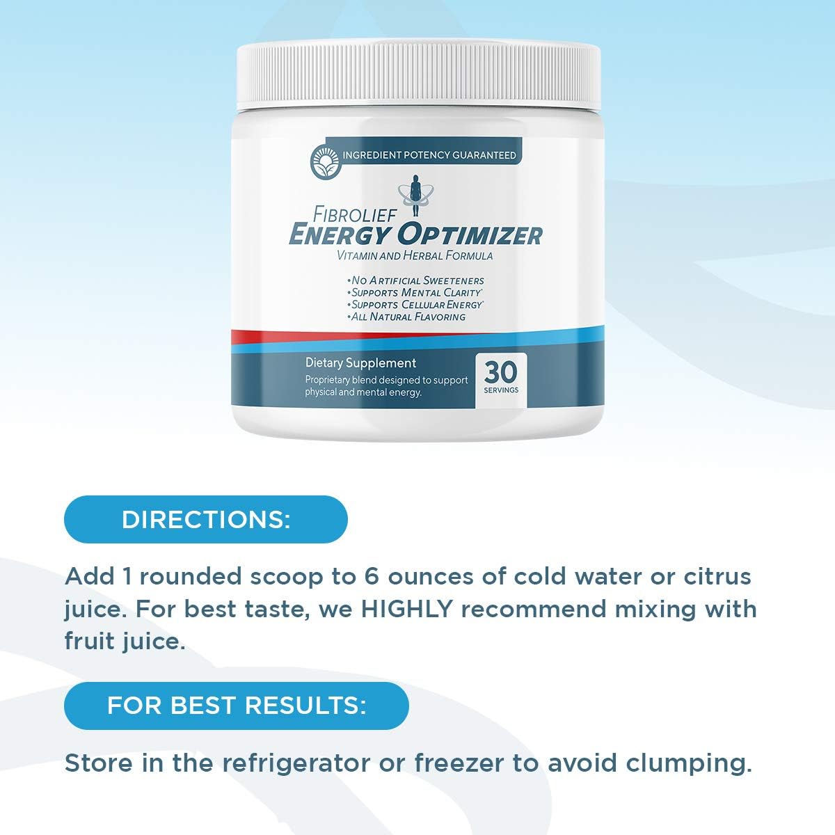 Fibrolief: Energy Optimizer - Vitamin and Herbal Supplement Powder - 1-Month Supply - Supports Physical and Mental Energy - No Artificial Sweeteners - All-Natural Flavoring - Absorbs Fast: Health & Personal Care