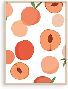 Haus and Hues Fruit Art Fruit Picture Wall Art Kitchen Fruit Wall Decor Peach Art Peach Wall Decor Fruit Prints Wall Art for Kitchen Fruit Fruit Wall Art Fruit Kitchen Decor UNFRAMED - 12