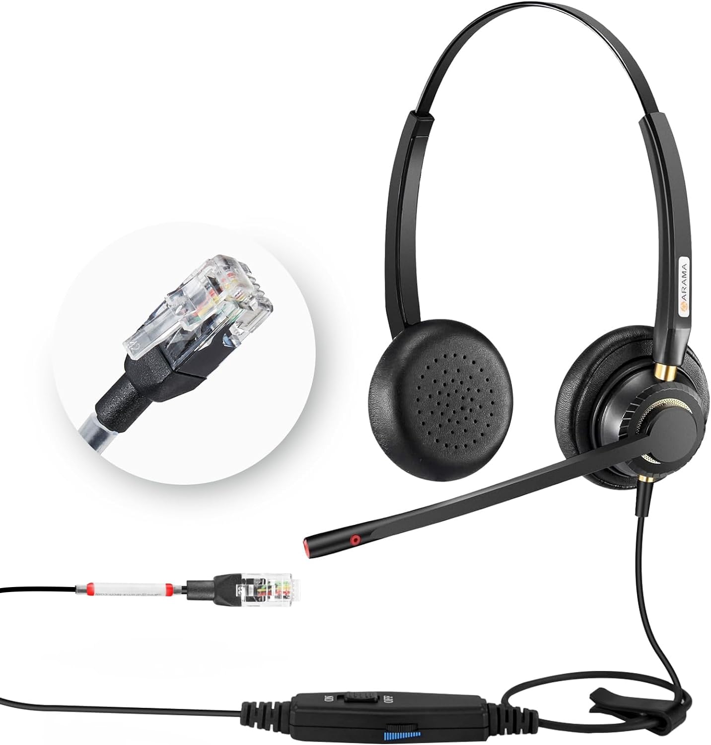 Arama Telephone Headset with Microphone Noise Cancelling, RJ9 Headset Work for Cisco 7940 7942 6921 7821 7960 7970 7971 7931G 7941G 7945G 7962G 8841 8861 Call Centre Office Landline Desk IP Phones