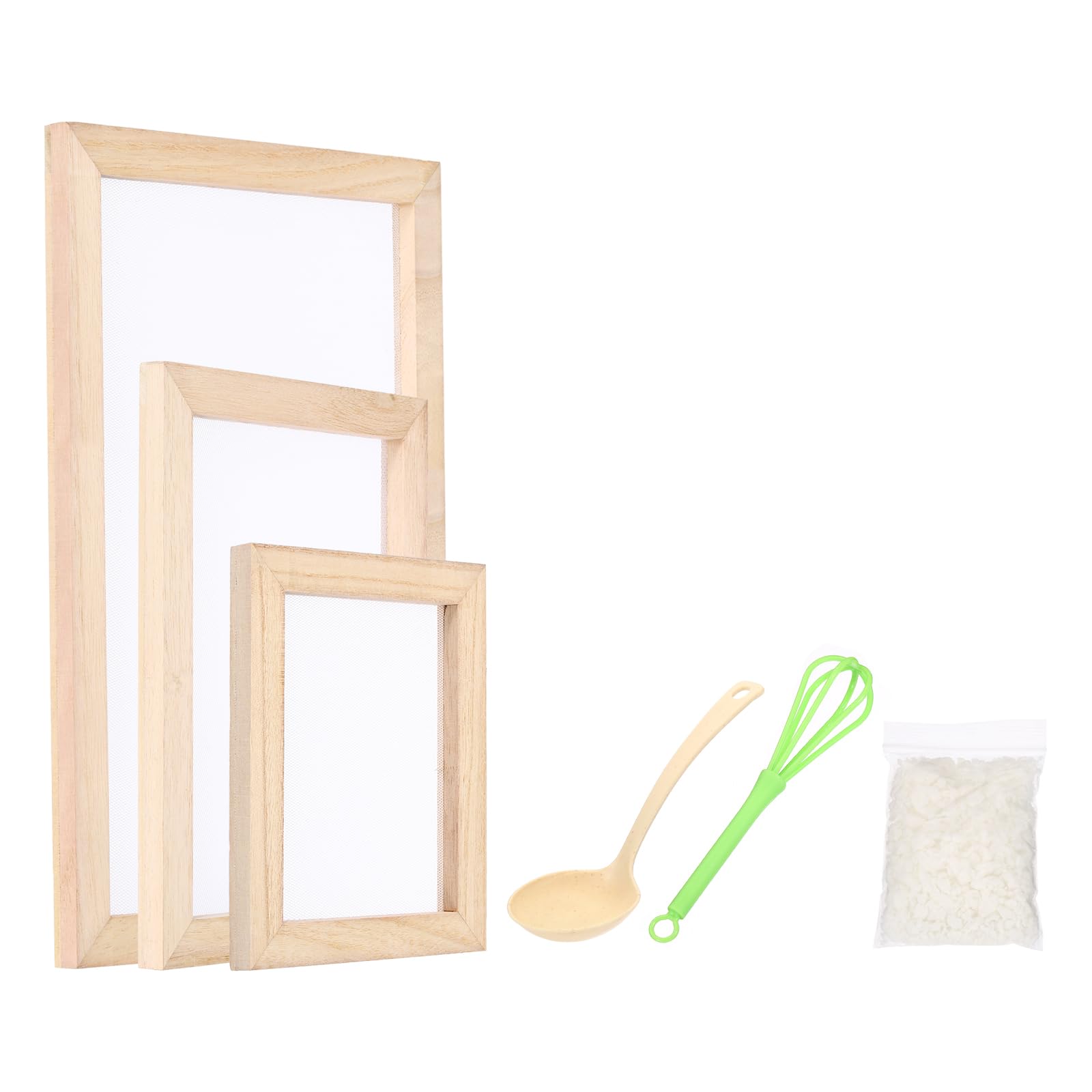 PATIKIL Wooden Paper Making Screen Set, 3 Sizes Single Paper Making Mould and Deckle Papermaking Supplies Frame with Tools for Paper Making DIY Crafts, Wood Color