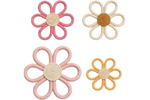 4Pcs Boho Daisy Woven Wall Hanging, Nursery Woven Daisy Decoration, Boho Nursery Daisy Flowers, Suitable for Art Decoration F