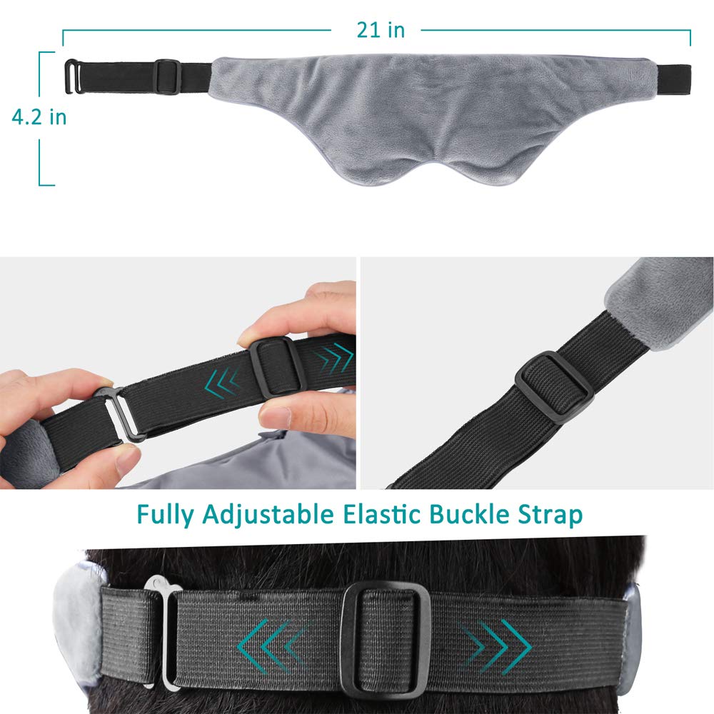 Weighted Eye Mask Pillow Adjustable Strap Blackout Eyeshade Luxury Plush Fabric Soft Breathable Cotton and Premium Glass Beads for Travel Nap