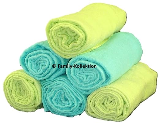 Mullwindel 6 St. bunt Stoffwindel Spucktuch 70x80 NEU 100% Baumwolle Spucktücher (Grün/Azur)