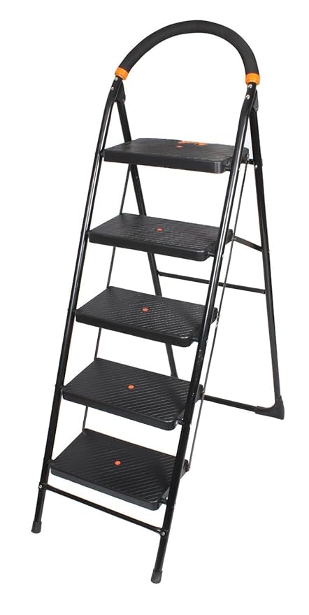 Parasnath Prime Black Heavy Folding Ladder with Wide Steps Milano