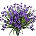 Artificial Fake Flowers, 4 Bundles Outdoor UV Resistant Greenery Shrubs Plants Indoor Outside Hanging Planter Home Garden Decor(Blue)