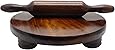 IndiaBigShop Handmade Wooden Round Roti Maker Rolling Board with Rolling Pin 27.94 cm