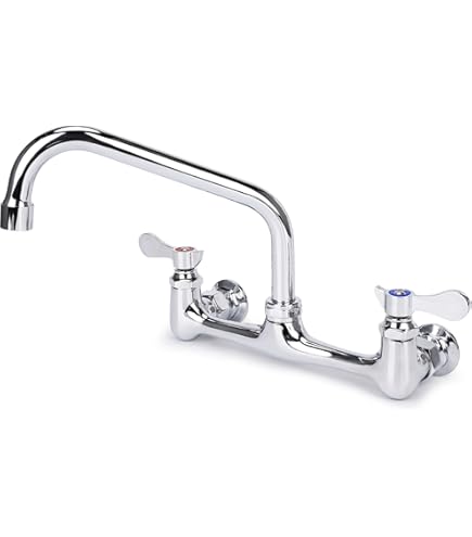 Krowne Silver Series 12-824L Commercial Swing Faucet – 24-Inch Jointed Spout, 8-Inch Wall-Mount Centers, Quarter-Turn Ceramic Valve, Chrome Finish – Low Lead Compliant