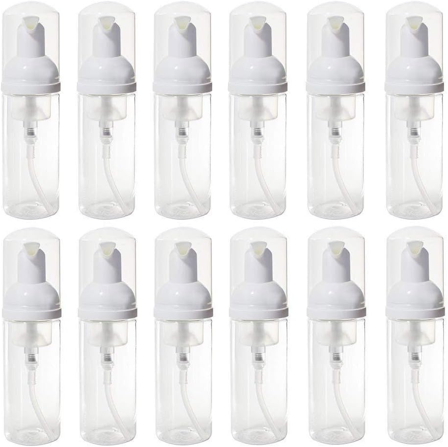 18 Pack 50 ml Foam Dispenser Bottle Plastic BPA Free Refillable Mini Foaming Soap Dispenser Pump Bottles -for Travel Hand Soap Foaming, Shampoo, Family Trip, Lovely Gift (Transparent-18 PCS)
