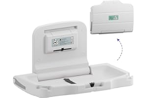 Stardrix ADA Compliant Horizontal Wall Mounted Baby Changing Station, Foldable Diaper Changing Table with Liner Dispenser and Safety Straps for Commercial and Home Use