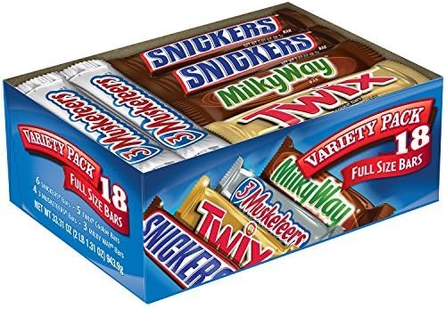 Candy Bars Assorted Variety Box (TWIX, MILKY WAY, SNICKERS, 3 MUSKETEERS Brands), 33.31 oz 18 Pieces
