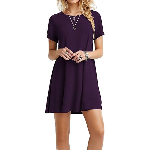TINYHI Women's Swing Loose T-Shirt Fit Comfy Casual Flowy Cute Swing Tunic Dress