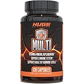 Huge Multi, Multivitamin for Men, High-Performance All-in-One Formula for Athletes & Bodybuilding, Vitamin & Mineral Replenishment, Supports Immune System & Healthy Hormone Levels (120 Capsules)