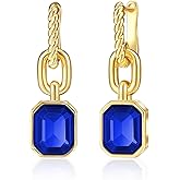 Mesovor Gold Crystal Hoop Earrings for Women Trendy, 18K Gold Plated Hoop Earrings | Emerald Green Black Crystal Dangling Earrings Jewelry Gift for Mother Wife