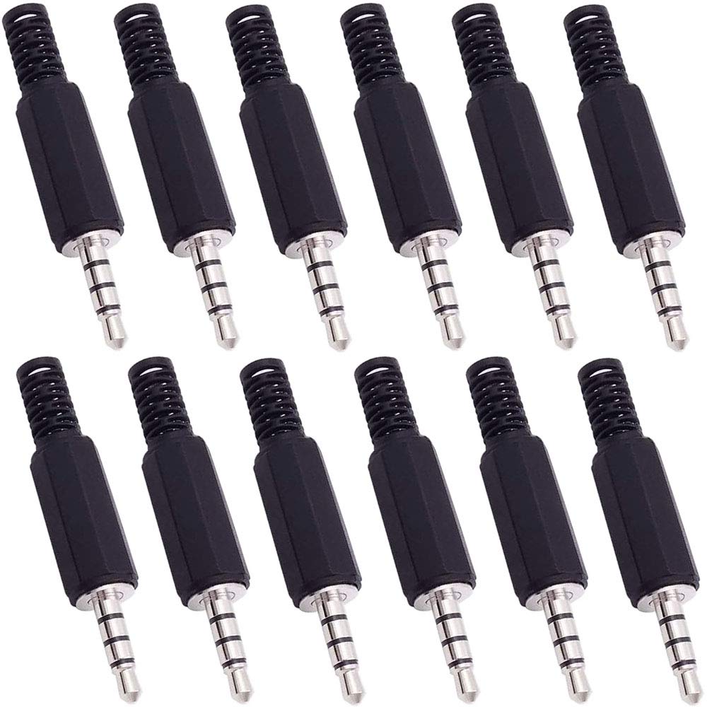 RUNCCI-YUN 12pcs trrs plug Replacement 4 Pole 3.5mm Male Repair headphone Jack Plug Metal Audio Soldering Adapter Converter Headset Connector Stereo Plug