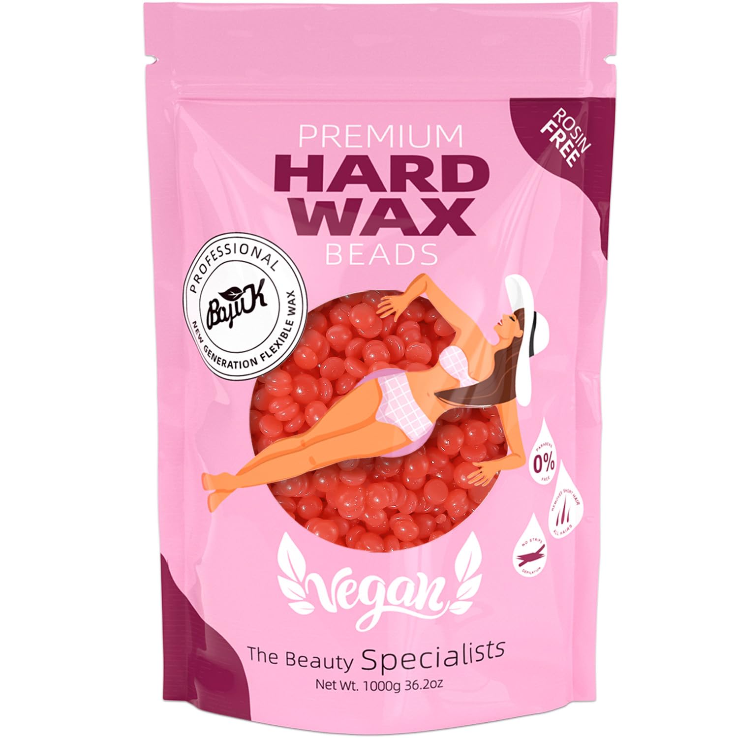 Wax Beads, BOYUJK Professional Hard Wax Beads for Full Body, Facial And Legs, Painless Gentle Hair Removal Wax Beads for Women and Men (1kg, Red)