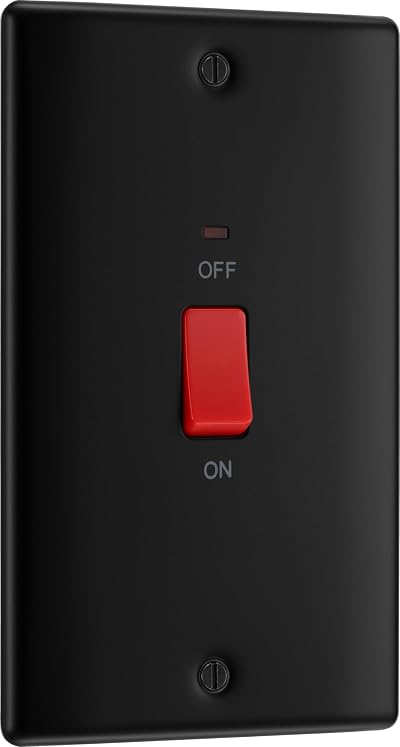 BG Electrical 45A Cooker Switch Unit Double Pole LED Indicator Matt Black NFB72