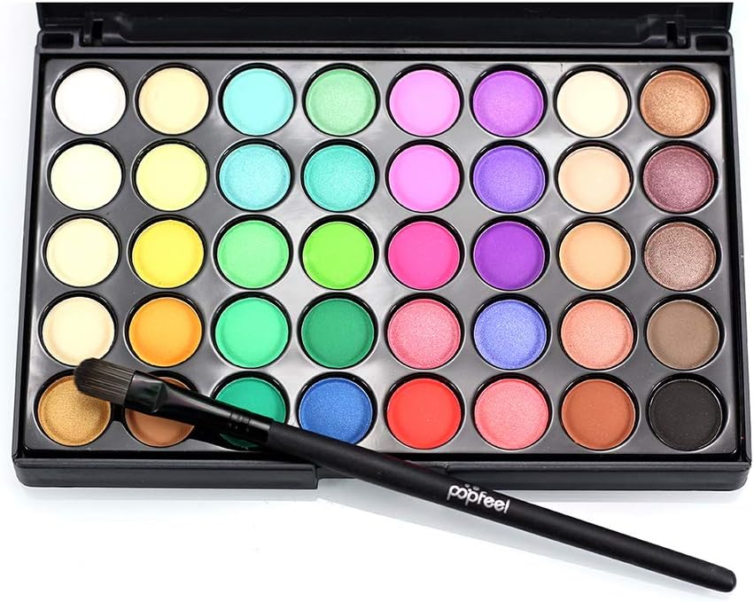 Pigmented Matte and Shimmer 40/252 Colors Chunky Eyeshadow Palette Pop Colors Blendable Eye Shadow Powder Make Up Waterproof Eye Shadow Palette Cosmetics (40colors)