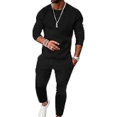 UOUA Mens 2 Piece Sweatsuits Set Long Sleeve Sweatshirt Jogging Sweatpants Tracksuits Outfits