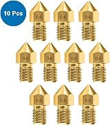 MMOBIEL 10x 0.6mm Brass MK8 3D Printer Nozzles Extruder Creality Ender CR-10 view 2