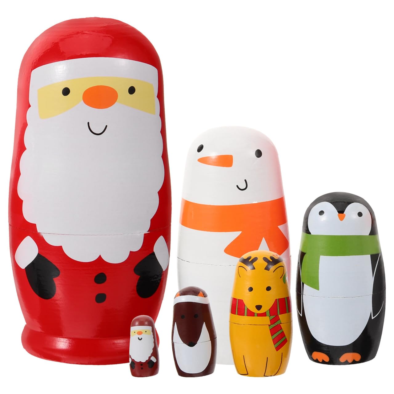 Healifty 6pcs Russian Nesting Dolls Matryoshka Wood Santa Claus Stacking Toy Doll