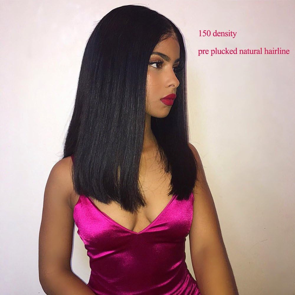 Peruvian Virgin Hair Lace Front Human Hair Wigs Kylie Long bob Straight Hair Pre Plucked Natural Hairline Think ends Full Lace Wig Bleach Knots 16inch