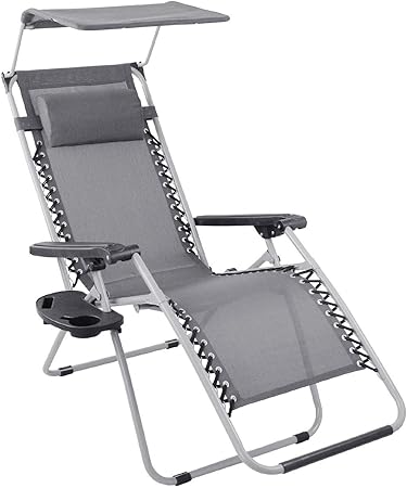 1inchhome Zero Gravity Chair Oversized Sun Lounger Set Of 2 For Garden Lounge Recliner Xl Outdoor Chair With Cup Holder Trays For Patio Beach Lawn Camping Pool Grey Amazon Co Uk Garden Outdoors