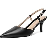 Mostrin Kitten Heels for Women Pointed Closed Toe Stilettos Slingback Low Heel Bow Pumps Dress Shoes for Daily Party Wedding