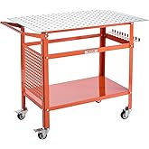 VEVOR Welding Table, 40" x 24" Welding Workbench Table with 800LBS Static Weight Capacity, Movable Steel Work Bench with 4 Wh