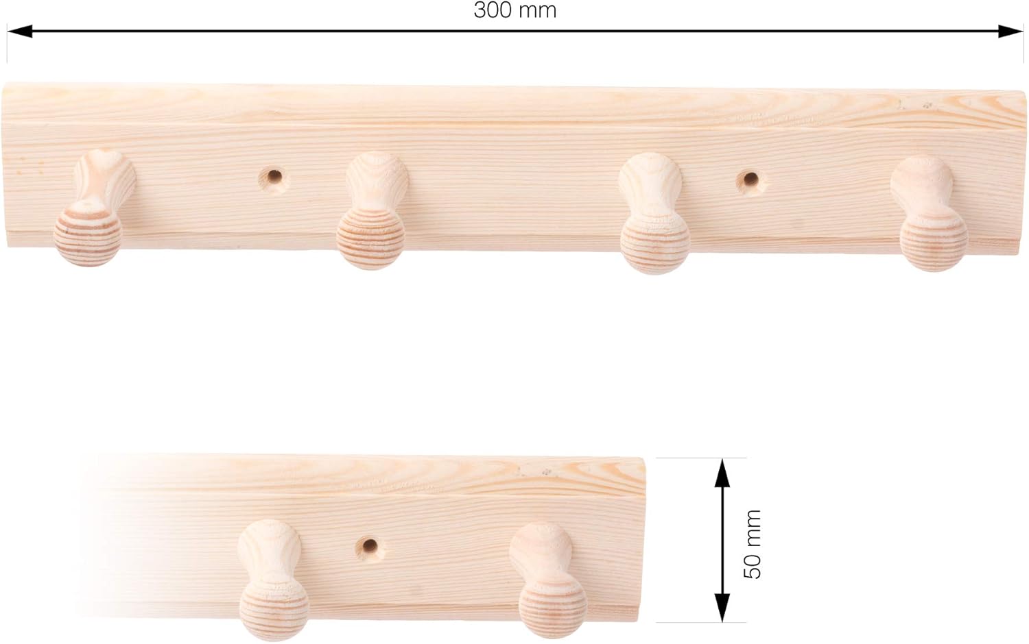 Appendiabiti da parete in legno con ganci (4/5/6