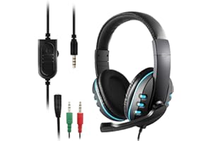 DaKuan 3.5mm Gaming Headset, Over Ear Noise Isolating Headphone with Mic and Volume Control,Compatible with Laptop, PC, PS4, Xbox One Controller, Bonus with Extra 3.5mm Adapter