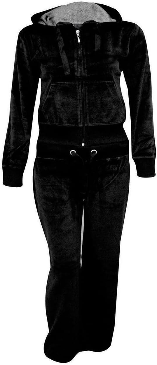 shelikes Kids Girls Hooded Velour Tracksuit Ages 7-14