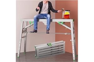 YXCMD Portable Adjustable Work Platform 400kg Load Capacity, Portable Multipurpose Folding Scaffolding Work Platform Scaffold