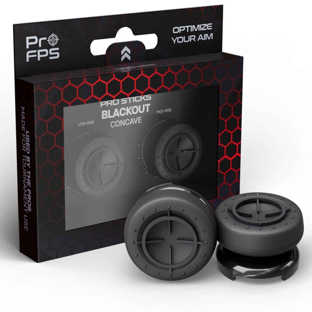 ProFPS Thumbsticks Aufsätze: PS5 & PS4 Zubehör - Controller Sticks für Aimbot Genauigkeit - Optimales Playstation Zubehör für Esports (Blackout - Concave Set)