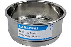 LABLPSAI 26 Mesh Lab Sieves 4" Diameter 304 Stainless Steel Wire Cloth Test Sieve for Industrial Laboratory Home