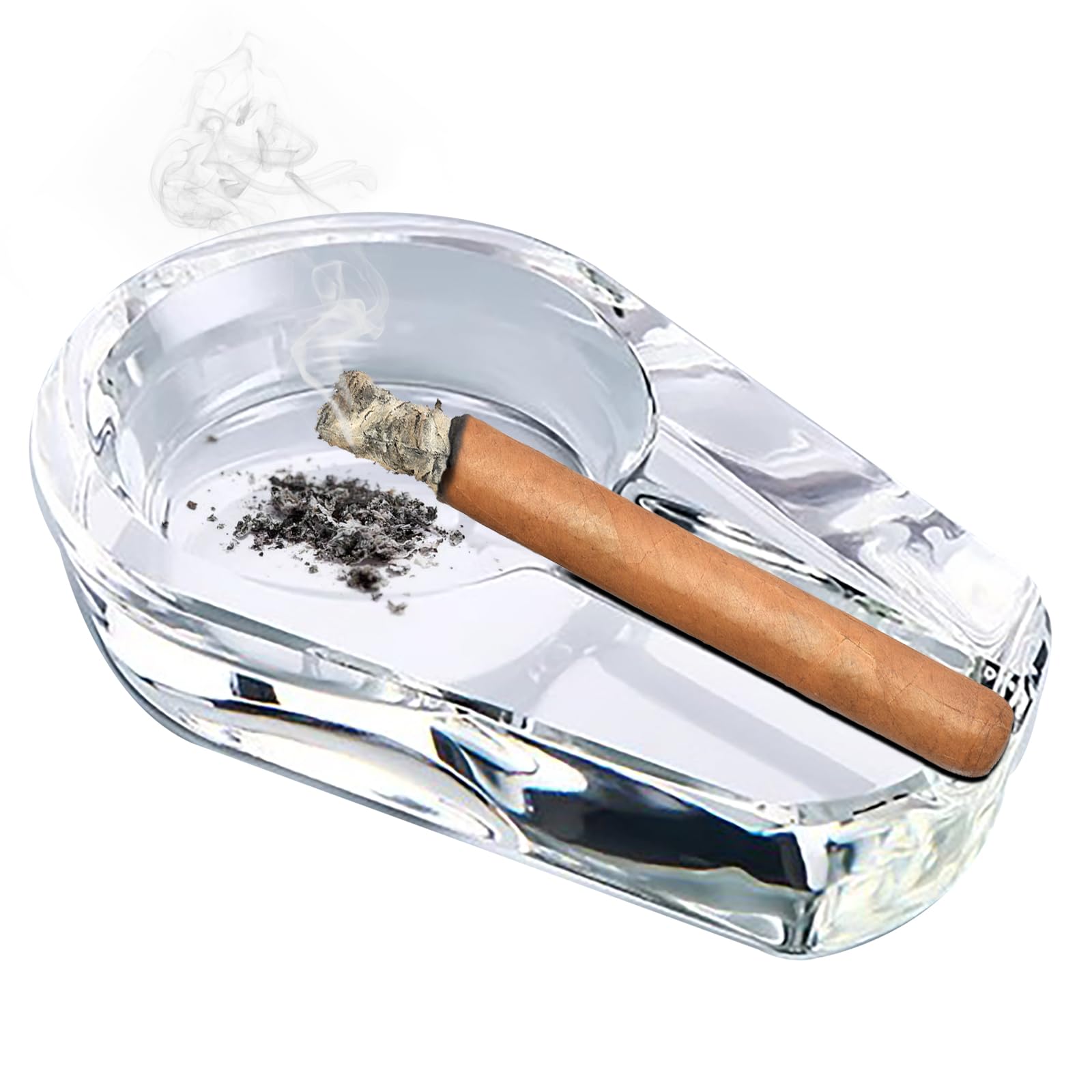 Photo 1 of Ashtray, Clear Crystal Ashtray, Glass Ash Tray for Cigarettes Cigar,Portable Indoor Outdoor Home Ashtray Holder,Tabletop Decor Accessories,Fancy Gift for Smoker Fathers Men