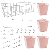 G.CORE Peg Board Organizer 21 Pack, Pegboard Accessories with Baskets Cups Hooks - 1/8" & 1/4" Peg Board Wall Tool Organizers, Utility Holders & Hangers for Garage Craft Workbench