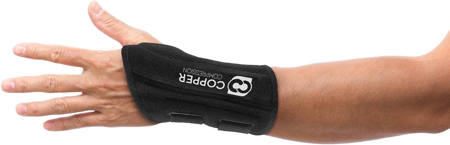 Copper Compression Wrist Brace - Guaranteed Highest Copper Content Support for Wrists, Carpal Tunnel, Arthritis, Tendonitis. Night Day Wrist Splint for Men Women Fit Right Left Hand (Left Hand L-XL): Health & Personal Care