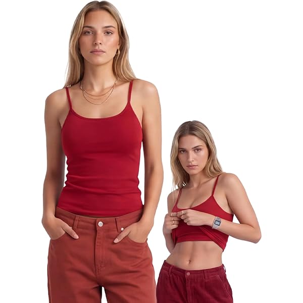 Studio 3 Women's Basic Cami Tank Tops Adjustable Spaghetti Strap