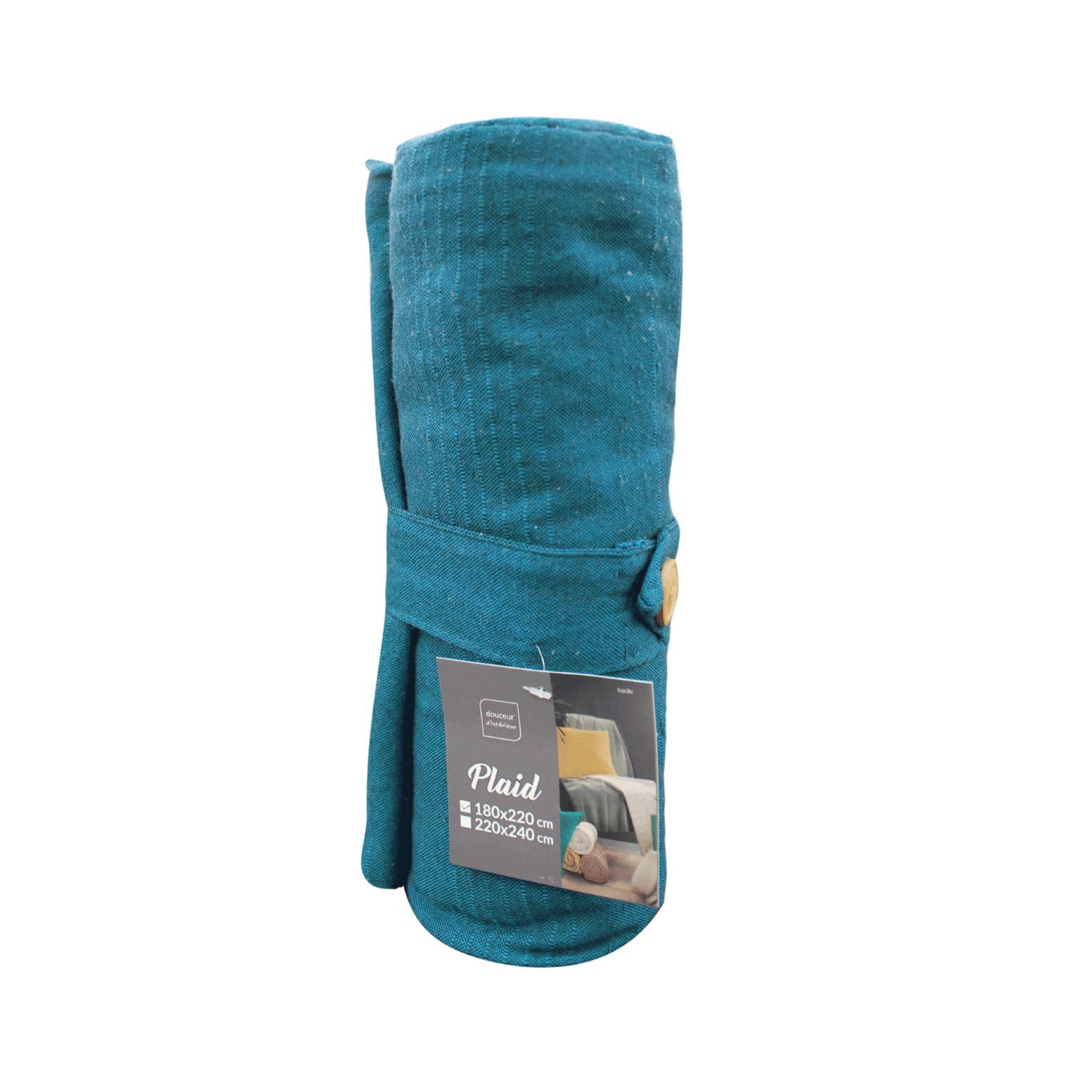 Douceur d'Intérieur Lucile Blue Polycotton Blanket (180 x 220 cm)