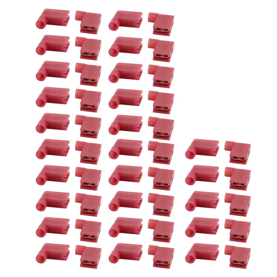 Sourcingmap 50Pcs Flag Crimp Terminals Female Nylon Fully Insulated Wire Connectors Red