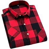 JadeRich Mens Buffalo Plaid Short Sleeve Shirts Summer Casual Tartan Plaid Button Down Shirts Slim Fit