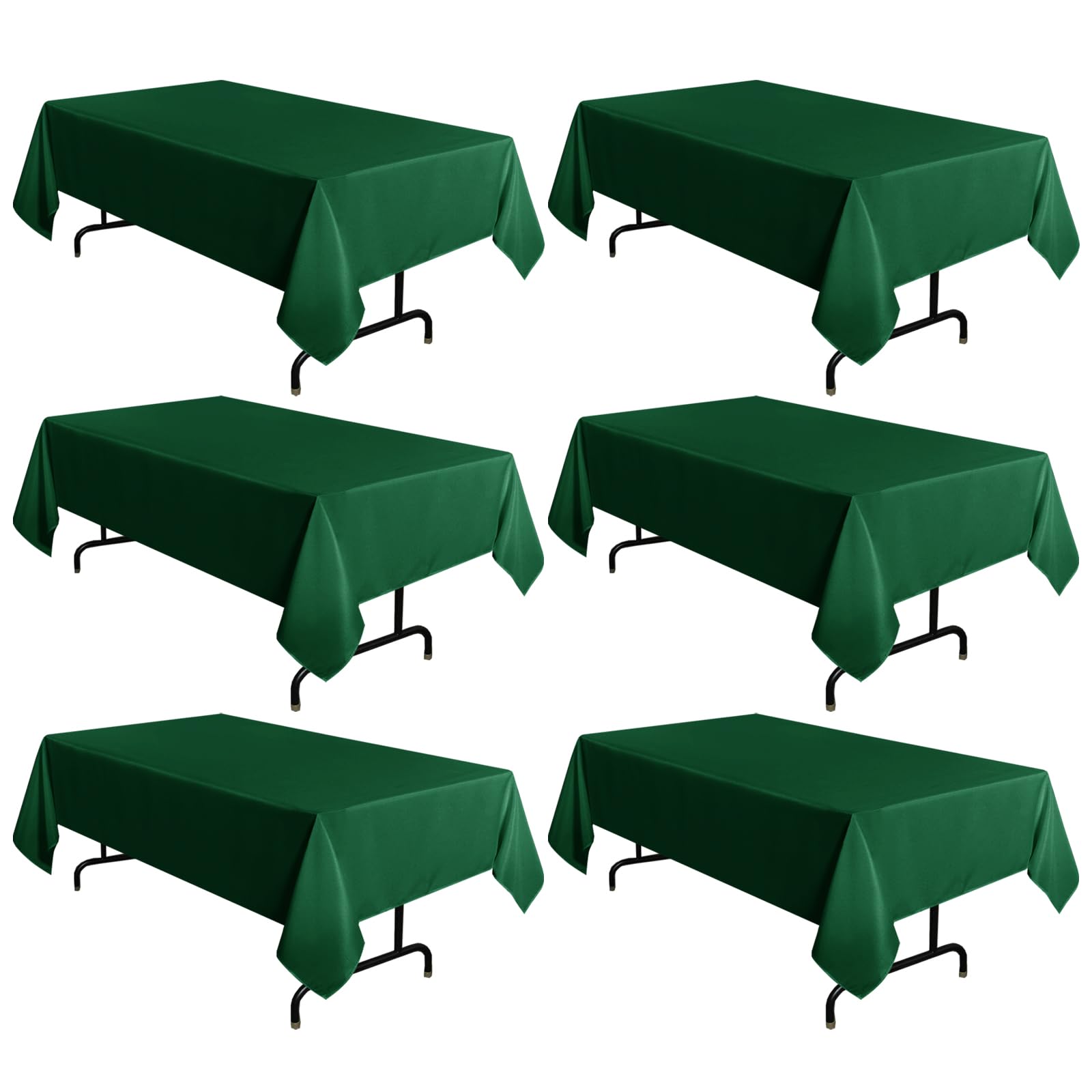Photo 1 of sancua 6 Pack Hunter Green Tablecloth 60 x 102 Inch, Rectangle 6 Feet Table Cloth - Stain and Wrinkle Resistant Washable Polyester Table Cover for Dining Tables, Buffet Parties and Camping